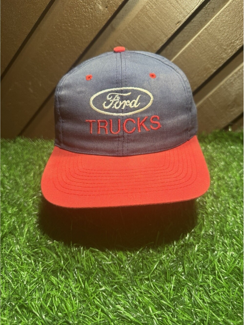 Vintage Ford Trucks Hat Nissin Cap Snapback Two Tone Navy Blue Red Embroidered